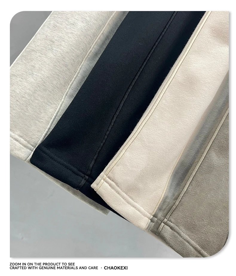 Men's Fleece Straight Leg Sweatpants Streetwear Jet Black - Gallery Image 11 - Detailed View