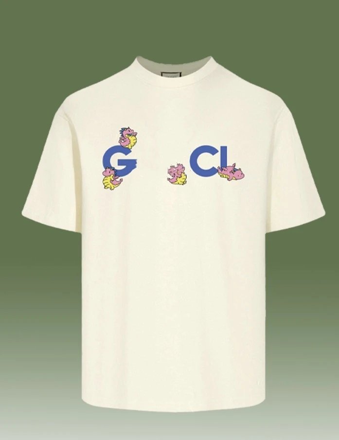 Cartoon Graphic Cotton Tee, Casual Style, Ivory - Gucci - Cnfans - $25.81