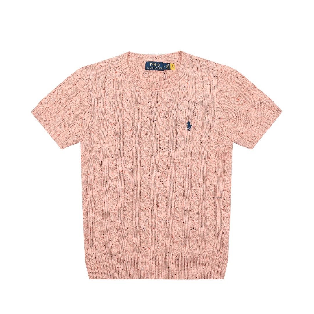 Cable-Knit Wool Blend Tee, Short Sleeve - Ecru - Gallery Image 4 - Detailed View