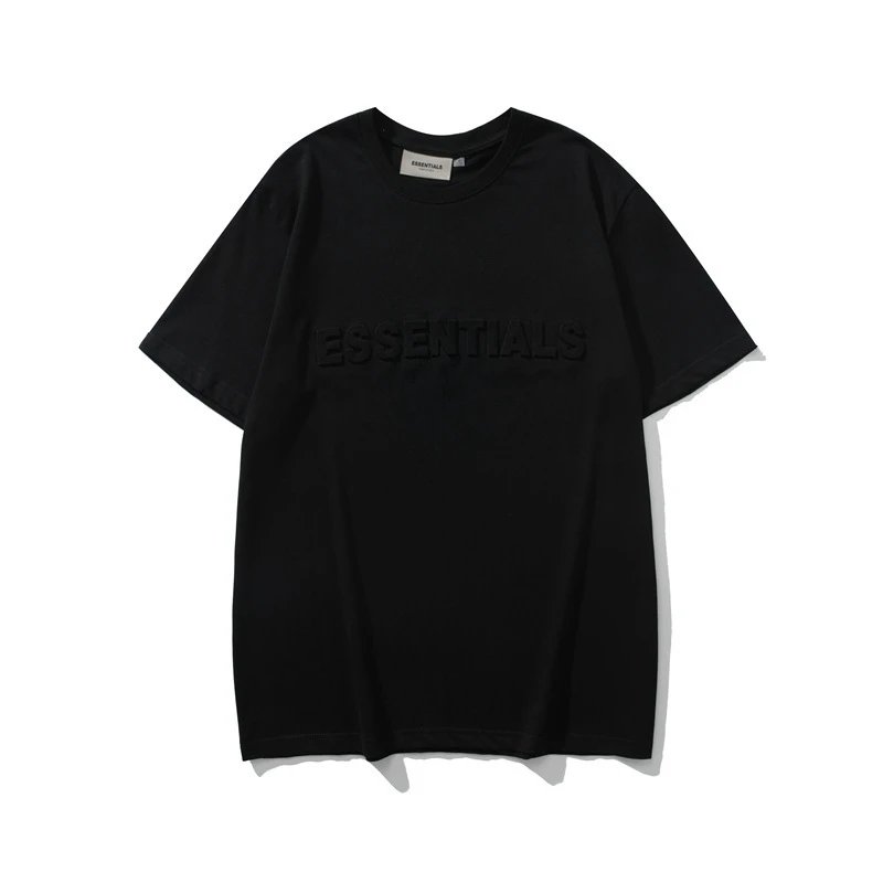Streetwear Cotton Embossed Tee Jet Black - Related Product - Cnfans