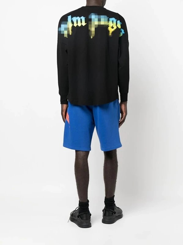 Streetwear Graphic Cotton Long Sleeve Tee Jet Black - Gallery Image 13 - Detailed View