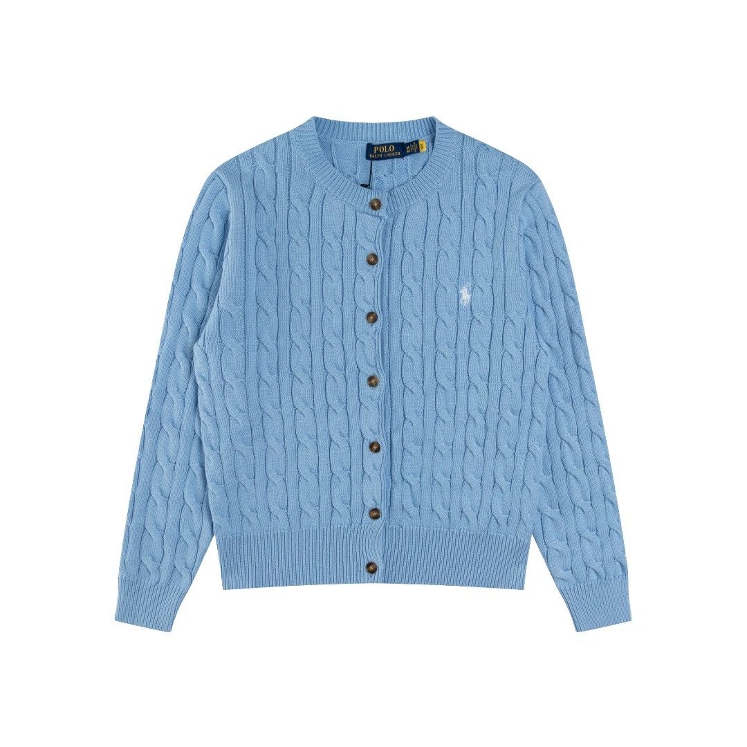 Cable Knit Cotton Cardigan Sweater for Women Azure - Ralph Lauren - Cnfans - $39.35