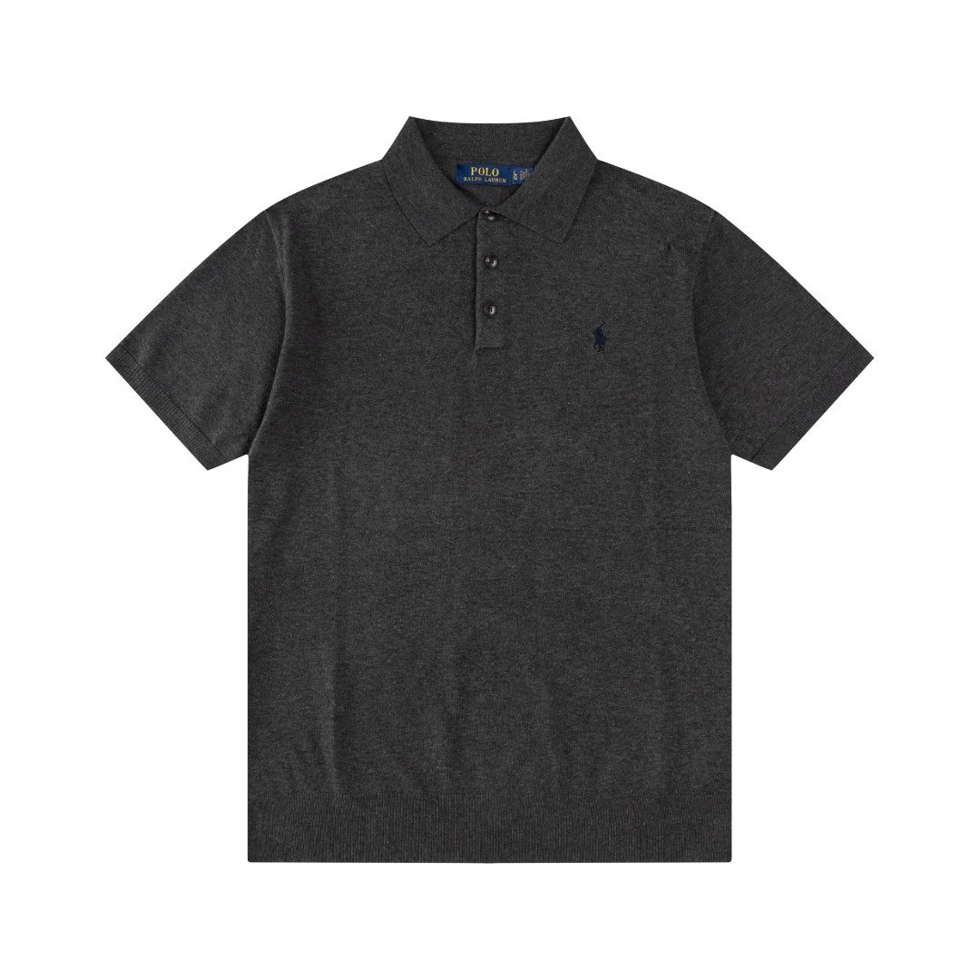 Classic Knit Polo Shirt Unisex Tee - Charcoal - Ralph Lauren - Cnfans - $28.06