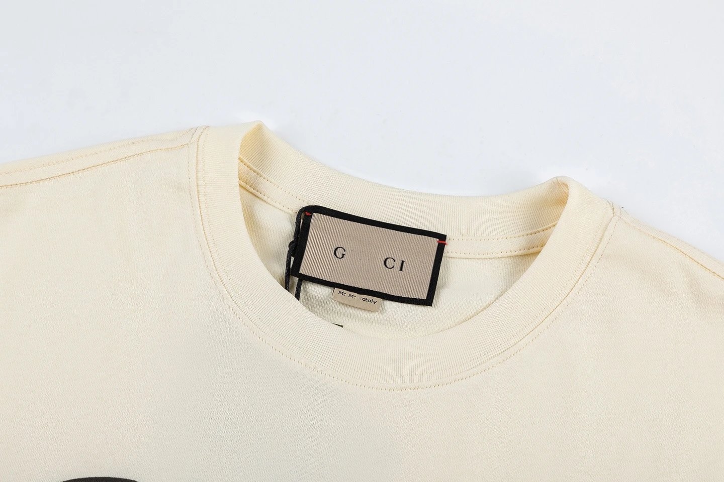 Casual Animal Print Cotton Tee Unisex Ivory - Gallery Image 12 - Detailed View