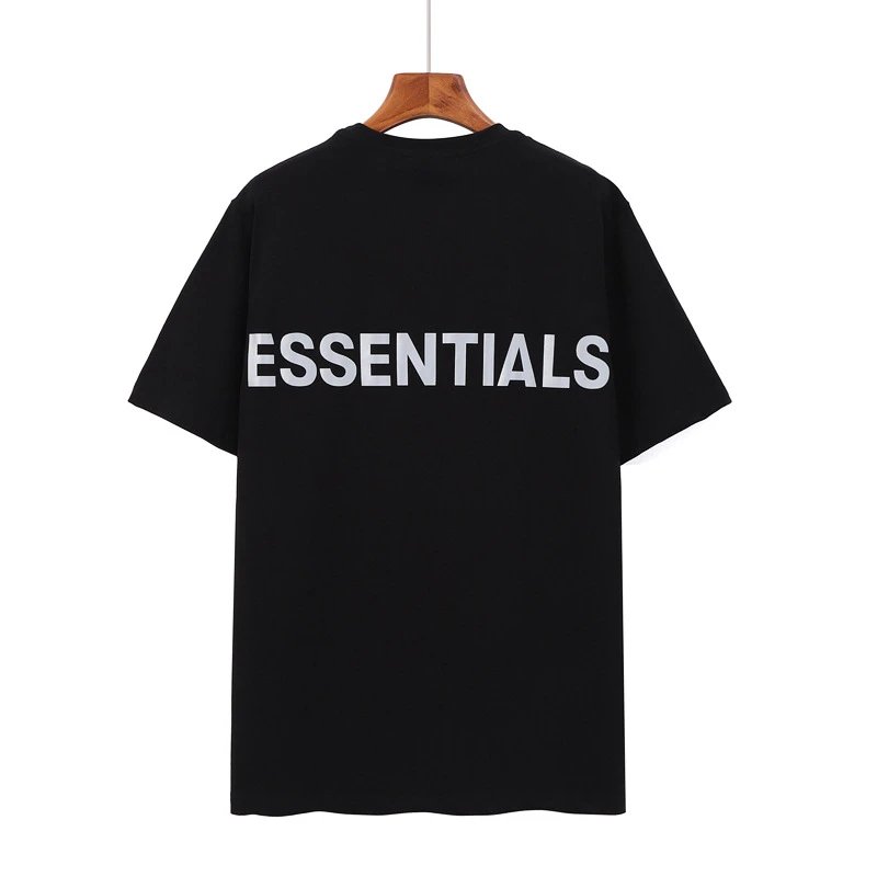 Streetwear Loose Cotton Tee Reflective Letter Jet Black - Essentials - Cnfans - $20.00