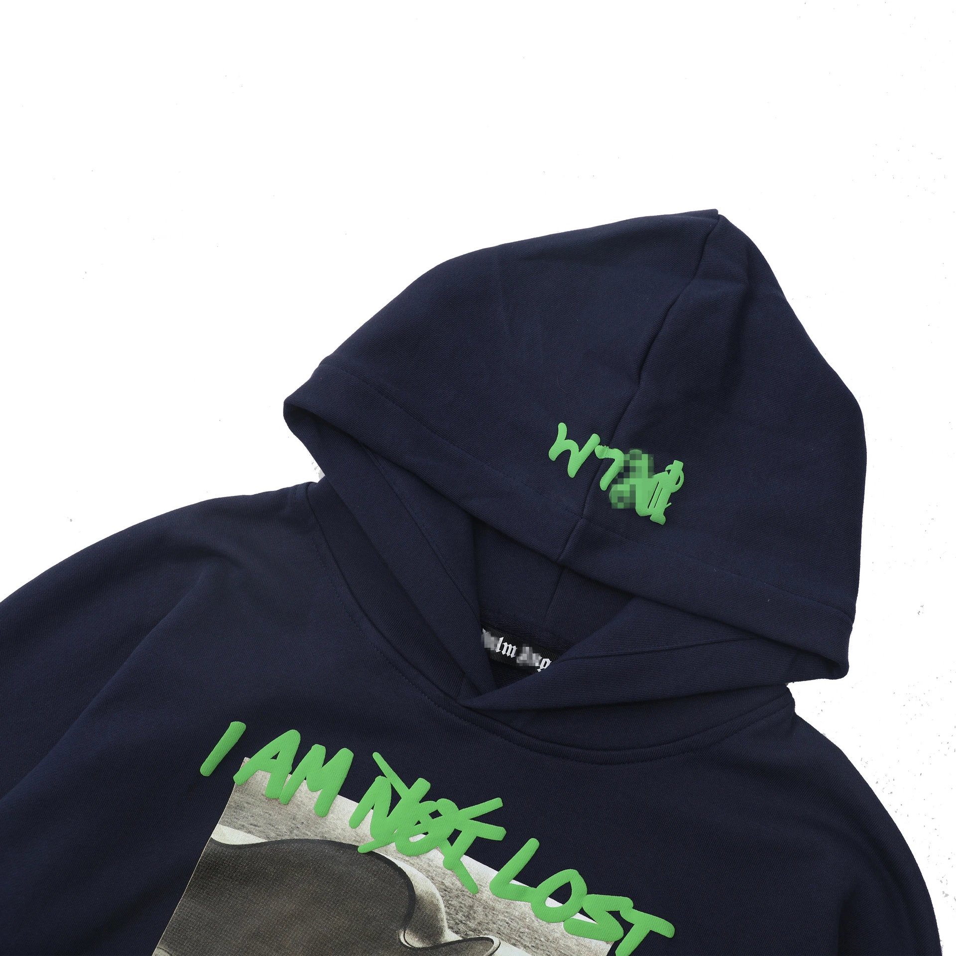 Palm Angels Foam Print Hoodie Navy - Gallery Image 5 - Detailed View