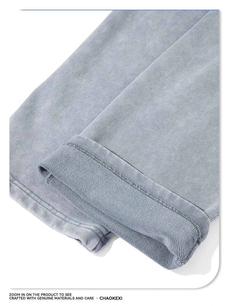 Unisex Loose Fit Washed Hoodie Sweatpants, Charcoal - Gallery Image 7 - Detailed View