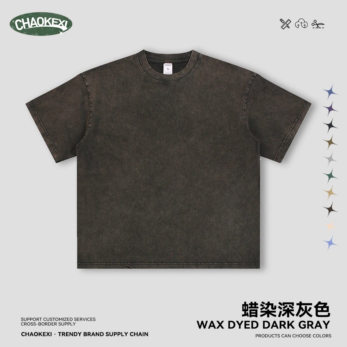 Men's Retro Cotton Tee, Summer T-Shirt - Charcoal - CHAOKEXI - Cnfans - $17.66