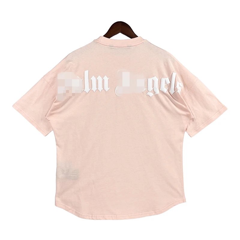 Streetwear Loose Letter Print Cotton T-Shirt Pastel Pink - Palm Angels - Cnfans - $21.61