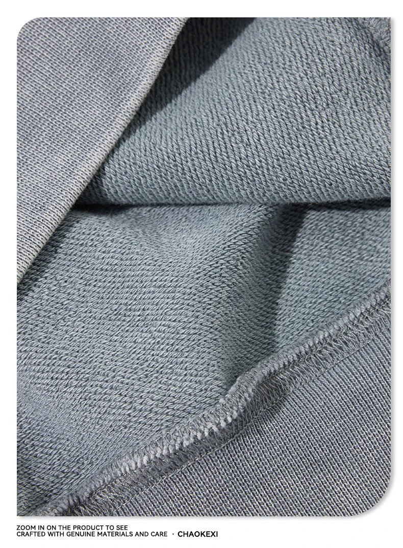 Men Heavyweight 430g Washed Pullover Hoodie Mud Gray - Gallery Image 11 - Detailed View