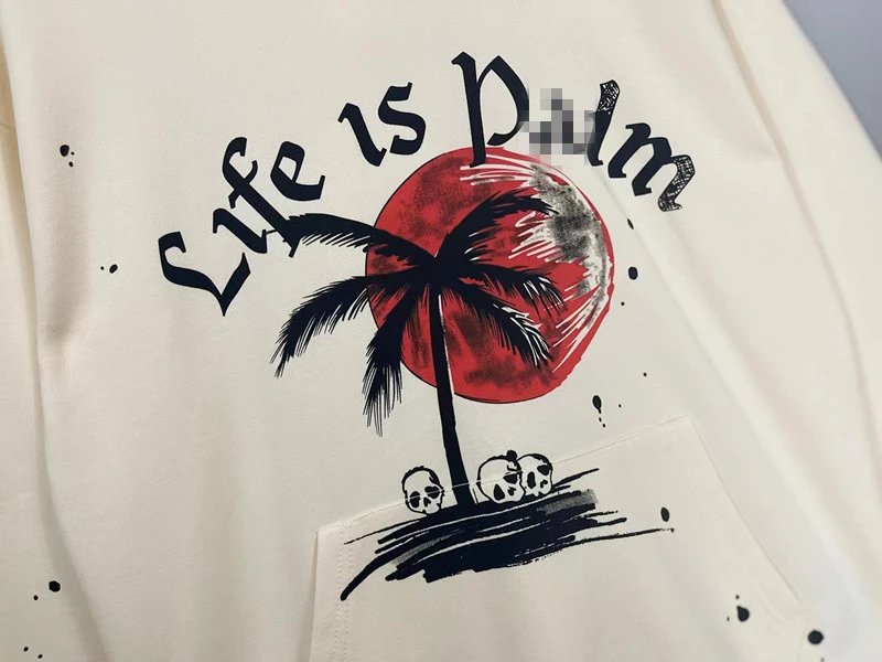 Palm Angels Skull Hoodie Cream - Gallery Image 6 - Detailed View