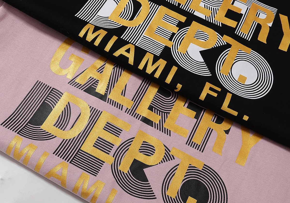 Gallery Dept Gold Print T-Shirt Pink - Gallery Image 9 - Detailed View