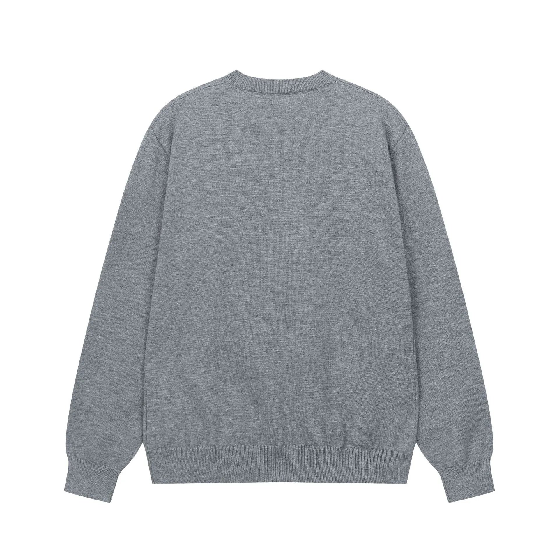 Women's Fall Winter Wool Blend Crewneck Dachshund Sweater Heather Gray - Gallery Image 5 - Detailed View