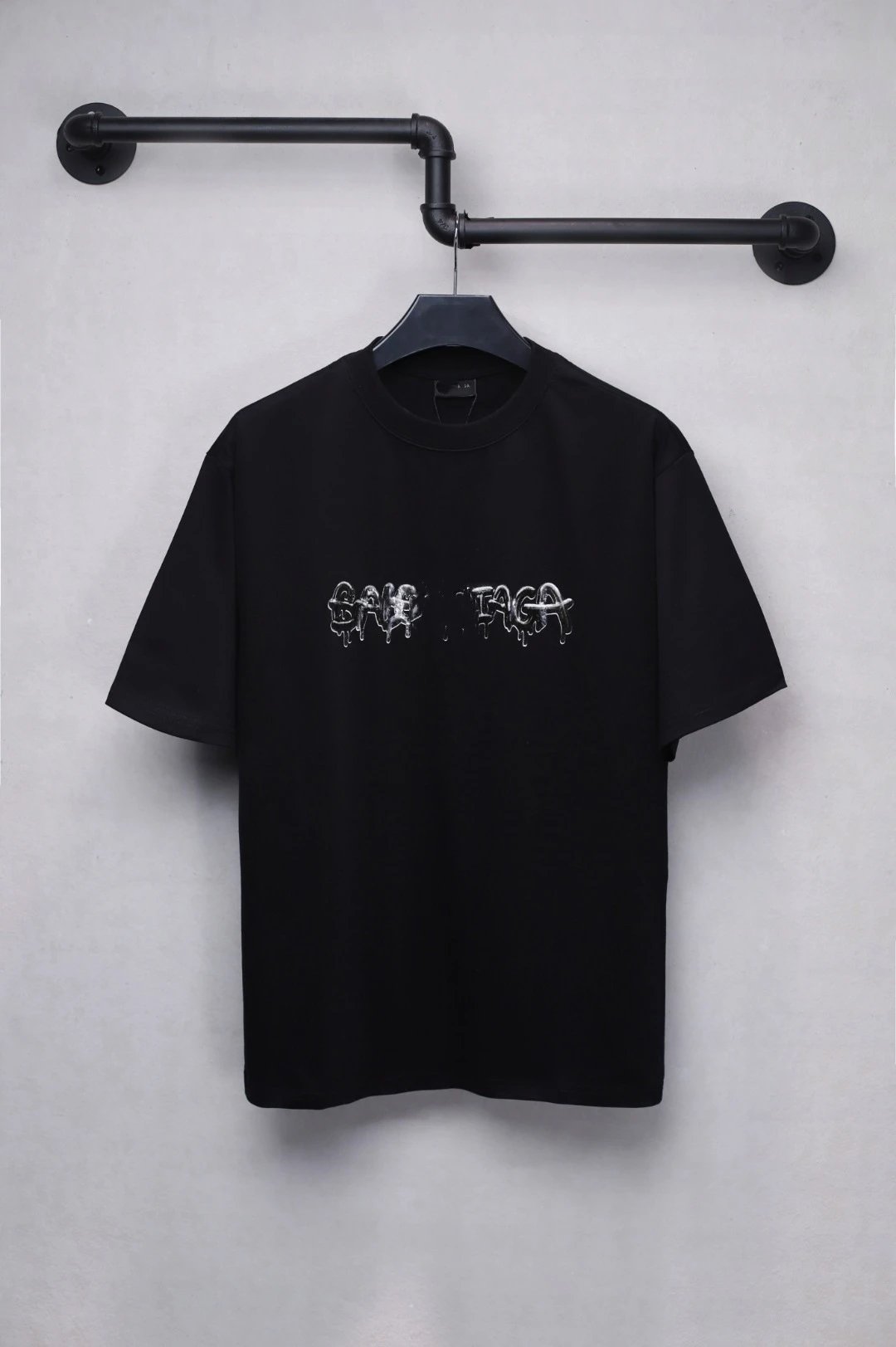 Unisex Oversized Graphic Logo Tee SS25, Short Sleeve Casual Top, Onyx - Balenciaga - Cnfans - $30.00