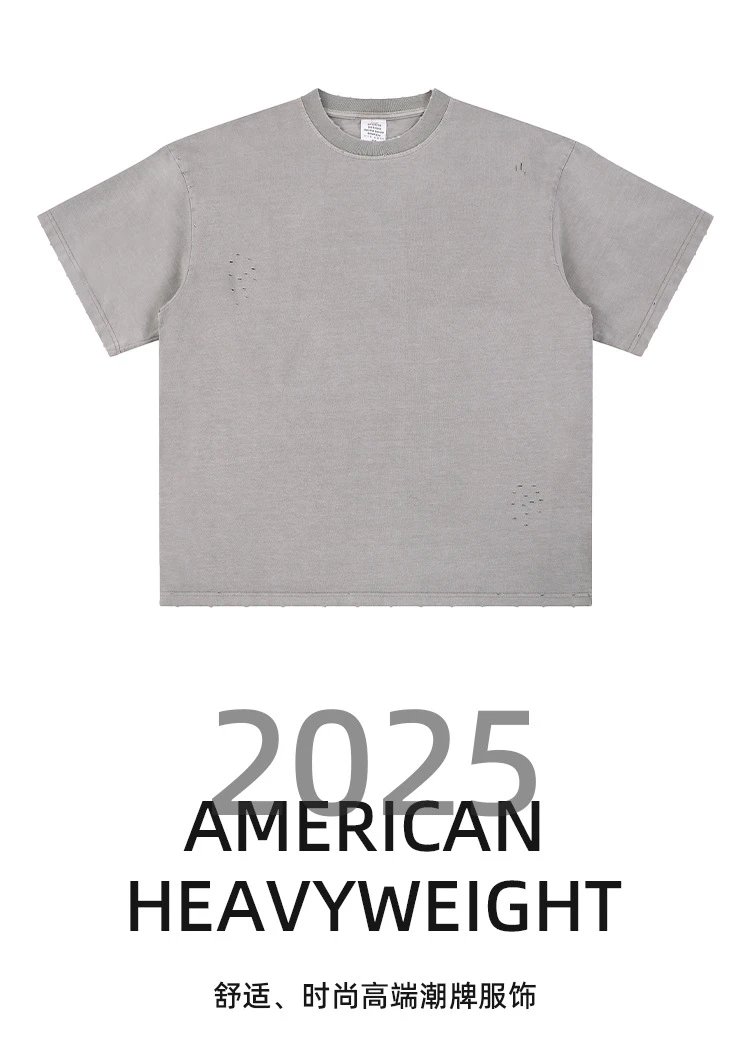 Vintage Distressed Cotton Tee, Washed Black - Gallery Image 9 - Detailed View