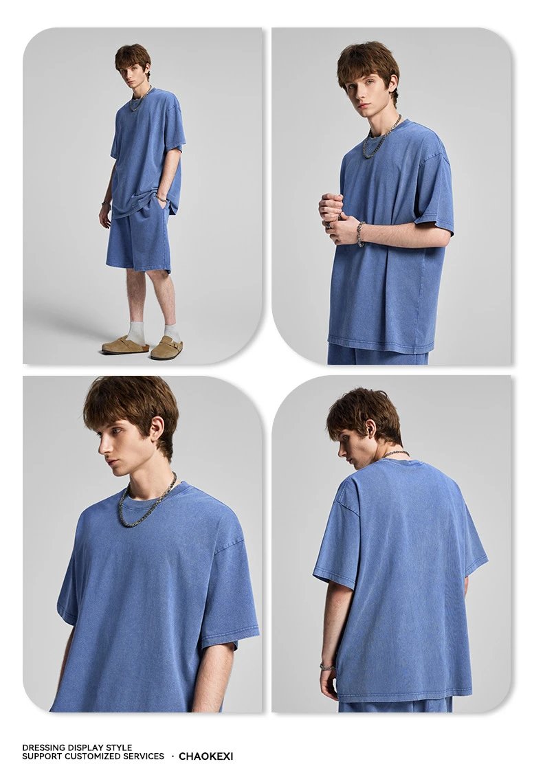 Vintage Cotton Oversized Tee Distressed Waxed Charcoal - Gallery Image 4 - Detailed View