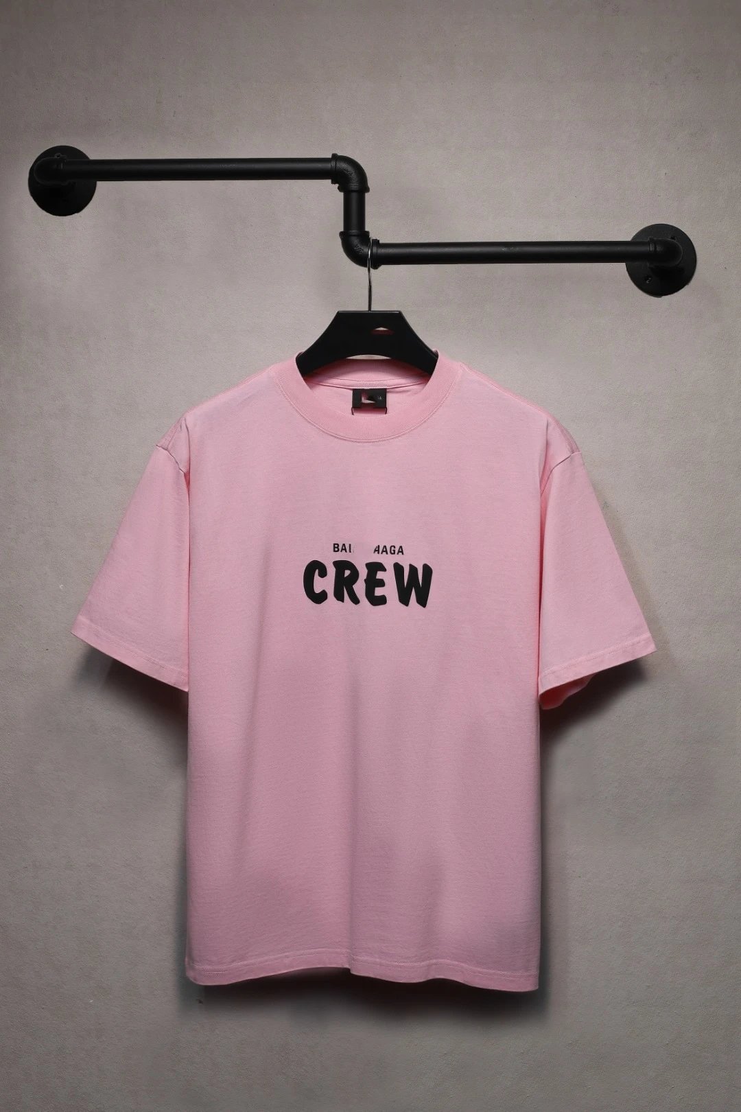 Crew Print Cotton Tee Unisex Casual Rose - Balenciaga - Cnfans - $28.39