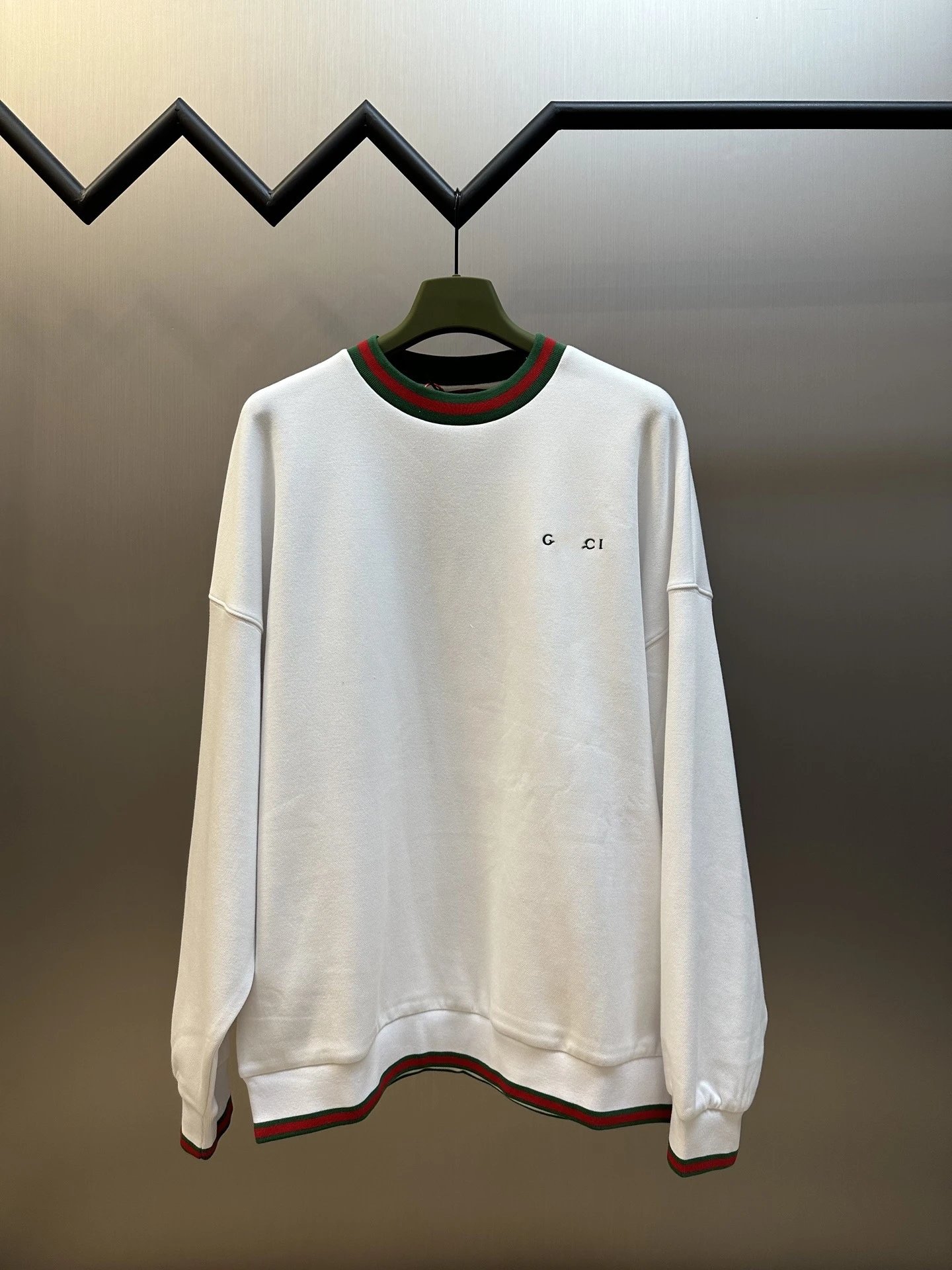 Men's Cotton Blend Embroidered Crewneck Sweatshirt - Off White - Gucci - Cnfans - $78.39