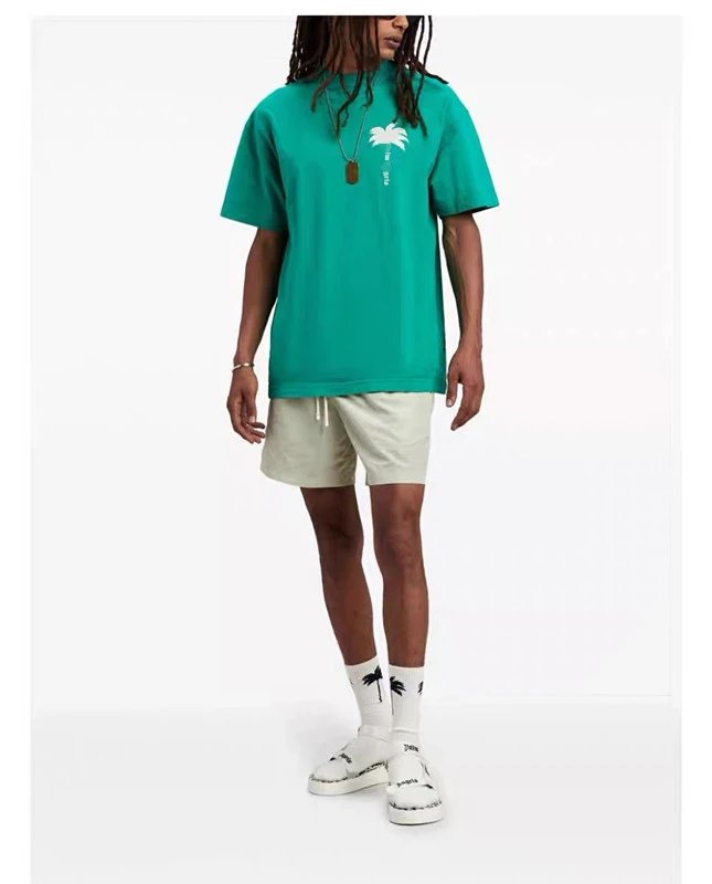 Unisex Streetwear Cotton Palm Tree Print T-Shirt Ivory - Gallery Image 7 - Detailed View