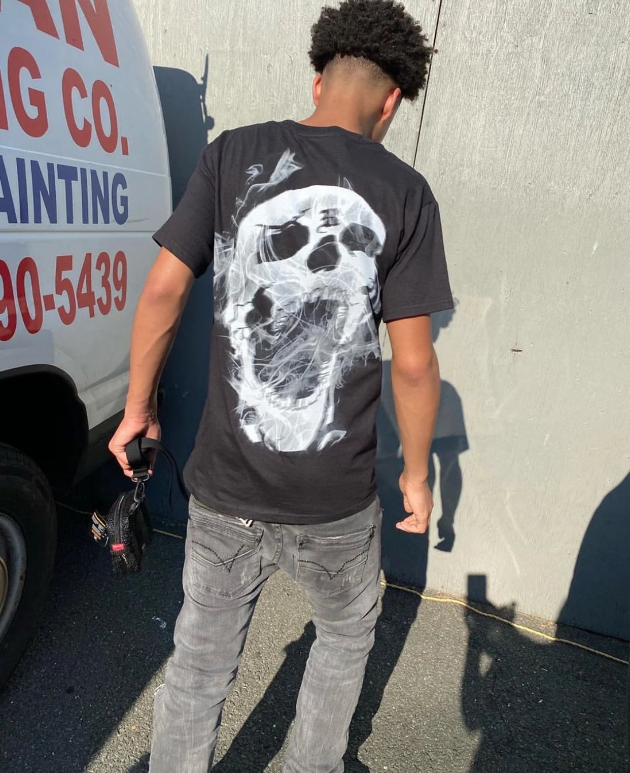 Gothic Smoke Skull T-Shirt Onyx - Gallery Image 13 - Detailed View