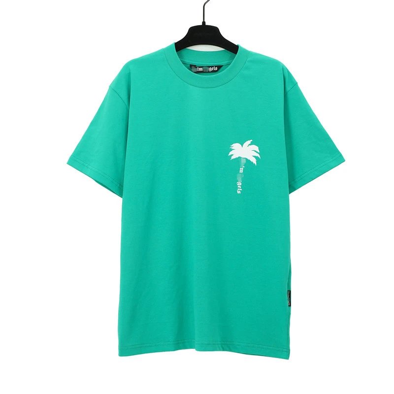 Unisex Streetwear Cotton Palm Tree Graphic T-Shirt Jade Green - Palm Angels - Cnfans - $20.65