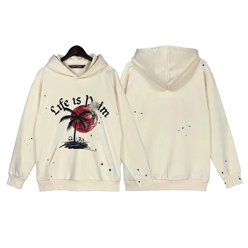 Palm Angels Skull Hoodie Cream - Gallery Image 1 - Detailed View