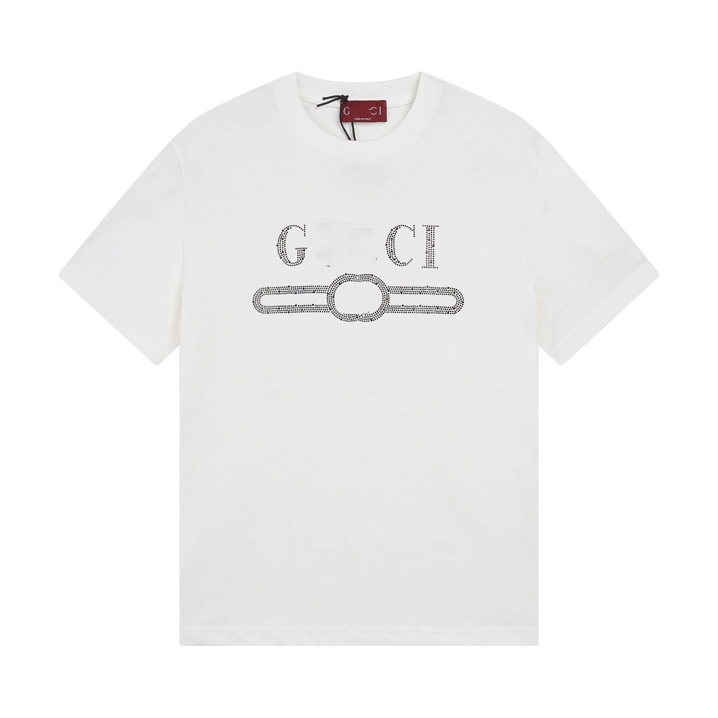 Casual Cotton Rhinestone Men's Tee - Off White - Gallery Image 12 - Detailed View