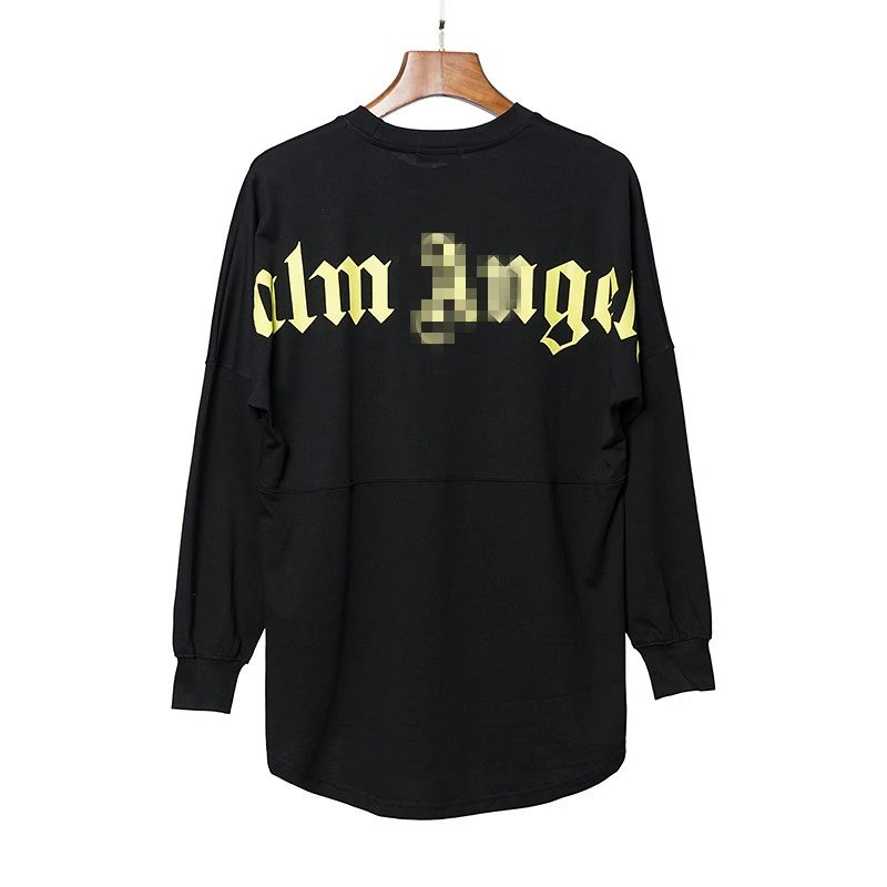 Streetwear Long Sleeve Tee Unisex Relaxed Fit Onyx - Palm Angels - Cnfans - $26.13