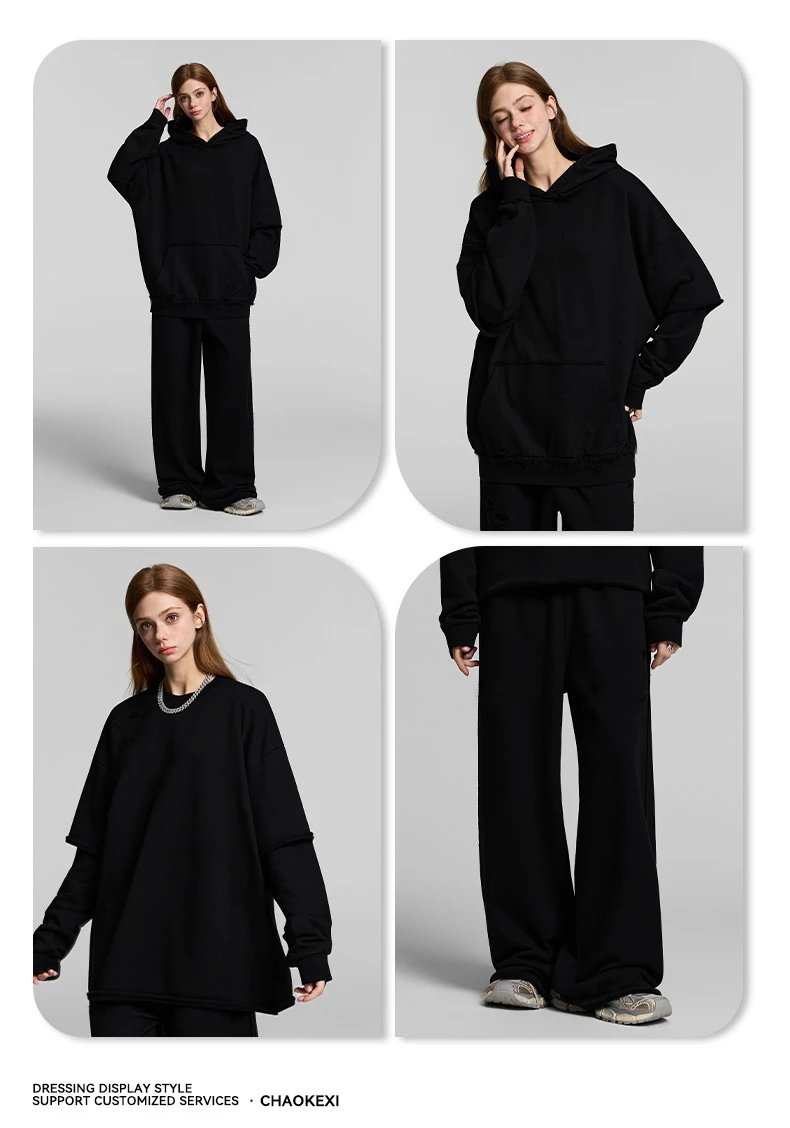 Retro Loose Fake Two-Piece Set Unisex Onyx - Gallery Image 4 - Detailed View