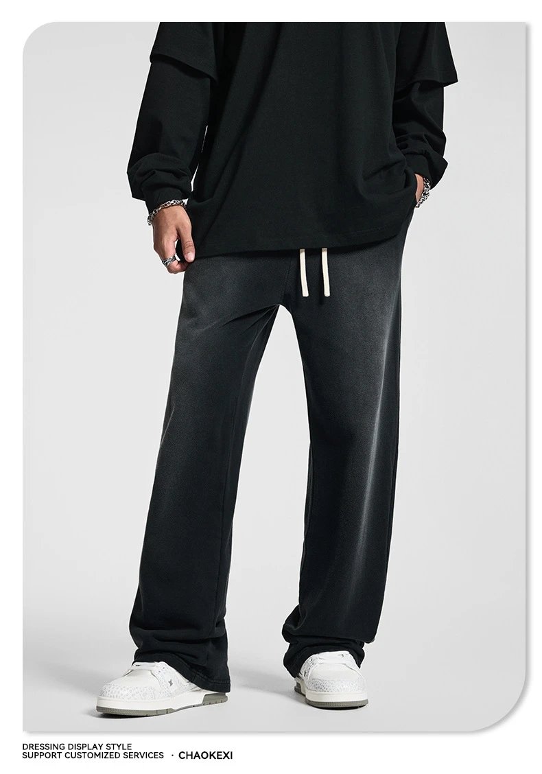 Men's Straight Cotton Sweatpants Casual Trousers - Ash - Gallery Image 8 - Detailed View