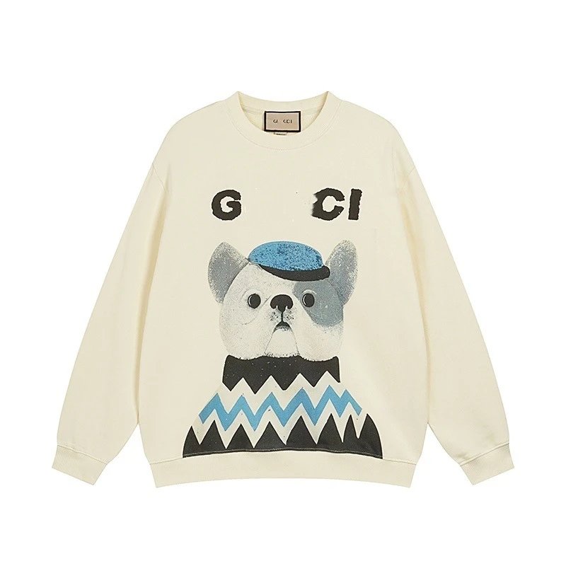 Cartoon Dog Cotton Blend Crewneck Sweatshirt - Ivory - Gucci - Cnfans - $35.81
