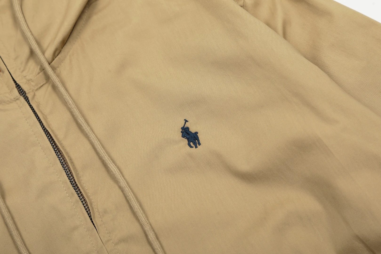 Retro Hooded Lightweight Jacket Zip Up Outerwear Navy - Gallery Image 10 - Detailed View