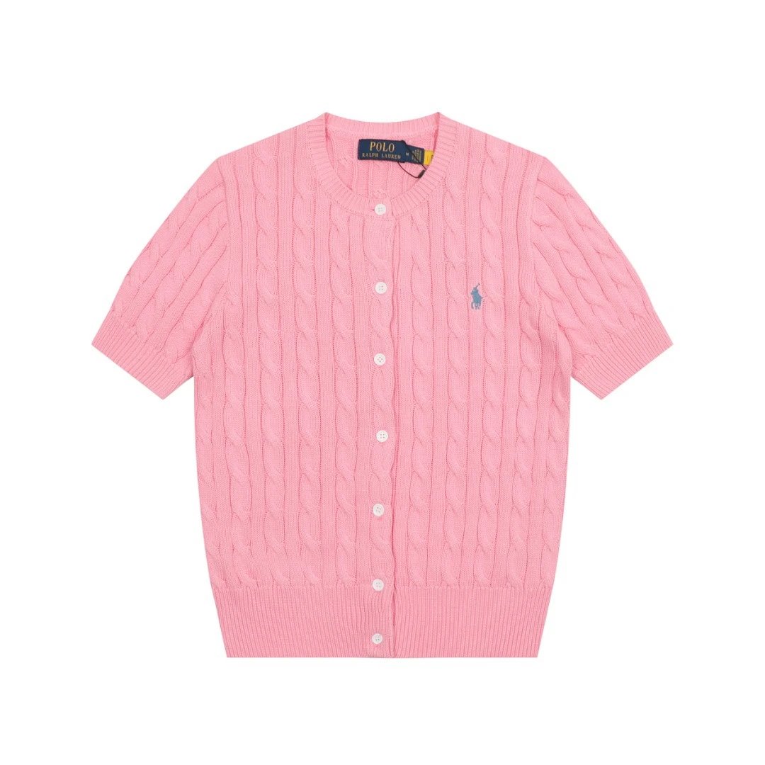 Cable-Knit Slim Fit Summer Cardigan Top, Rose - Ralph Lauren - Cnfans - $28.06