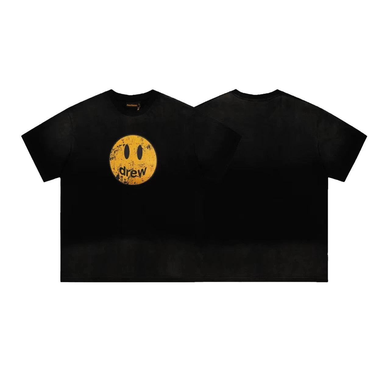 Vintage Washed Smiley Graphic Tee Noir - Gallery Image 1 - Detailed View