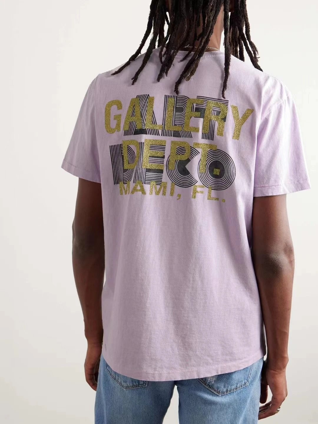 Gallery Dept Gold Print T-Shirt Pink - Gallery Image 14 - Detailed View