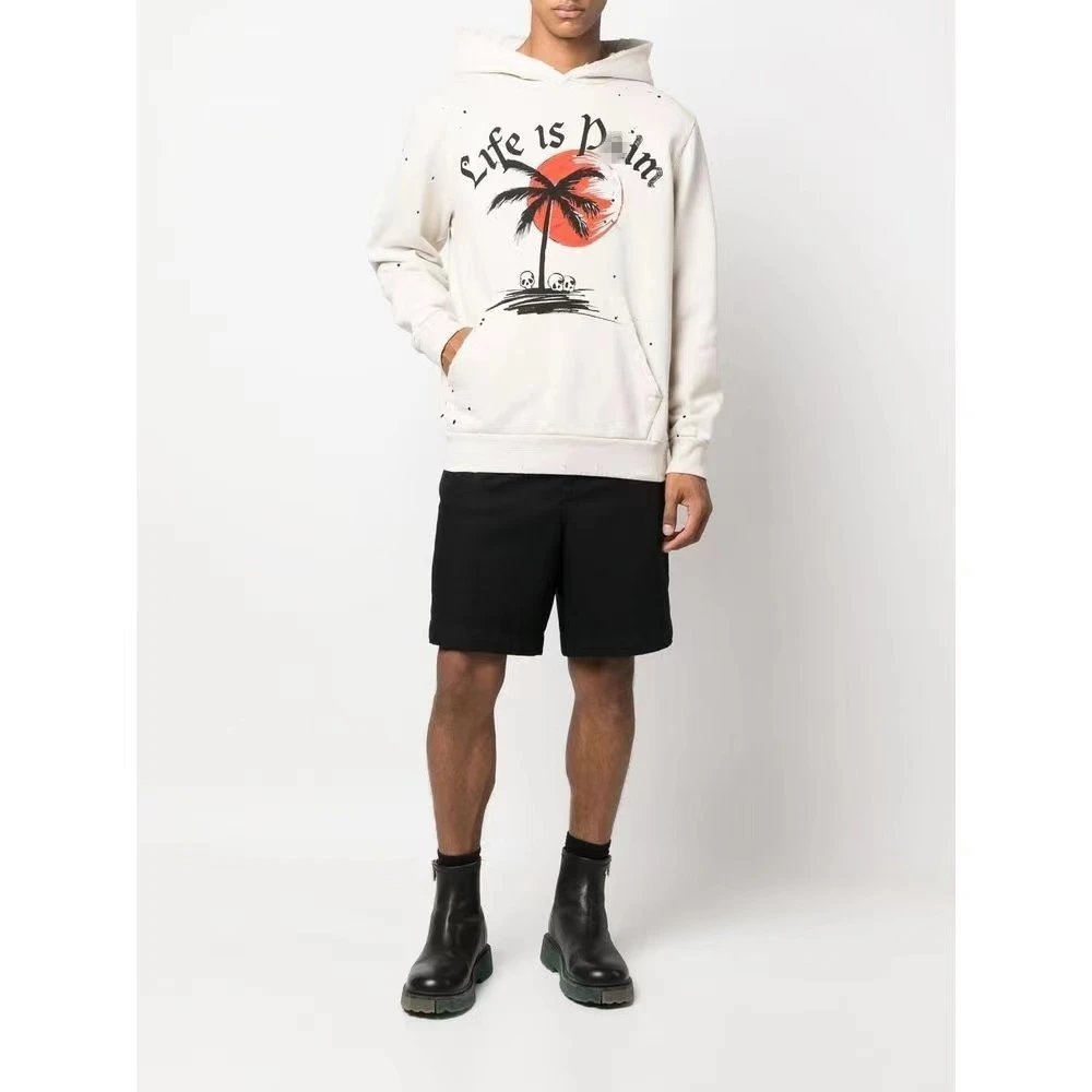 Palm Angels Skull Hoodie Cream - Gallery Image 12 - Detailed View