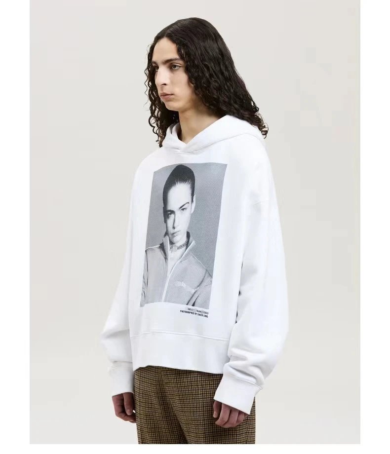 Palm Angels Portrait Hoodie White - Gallery Image 11 - Detailed View