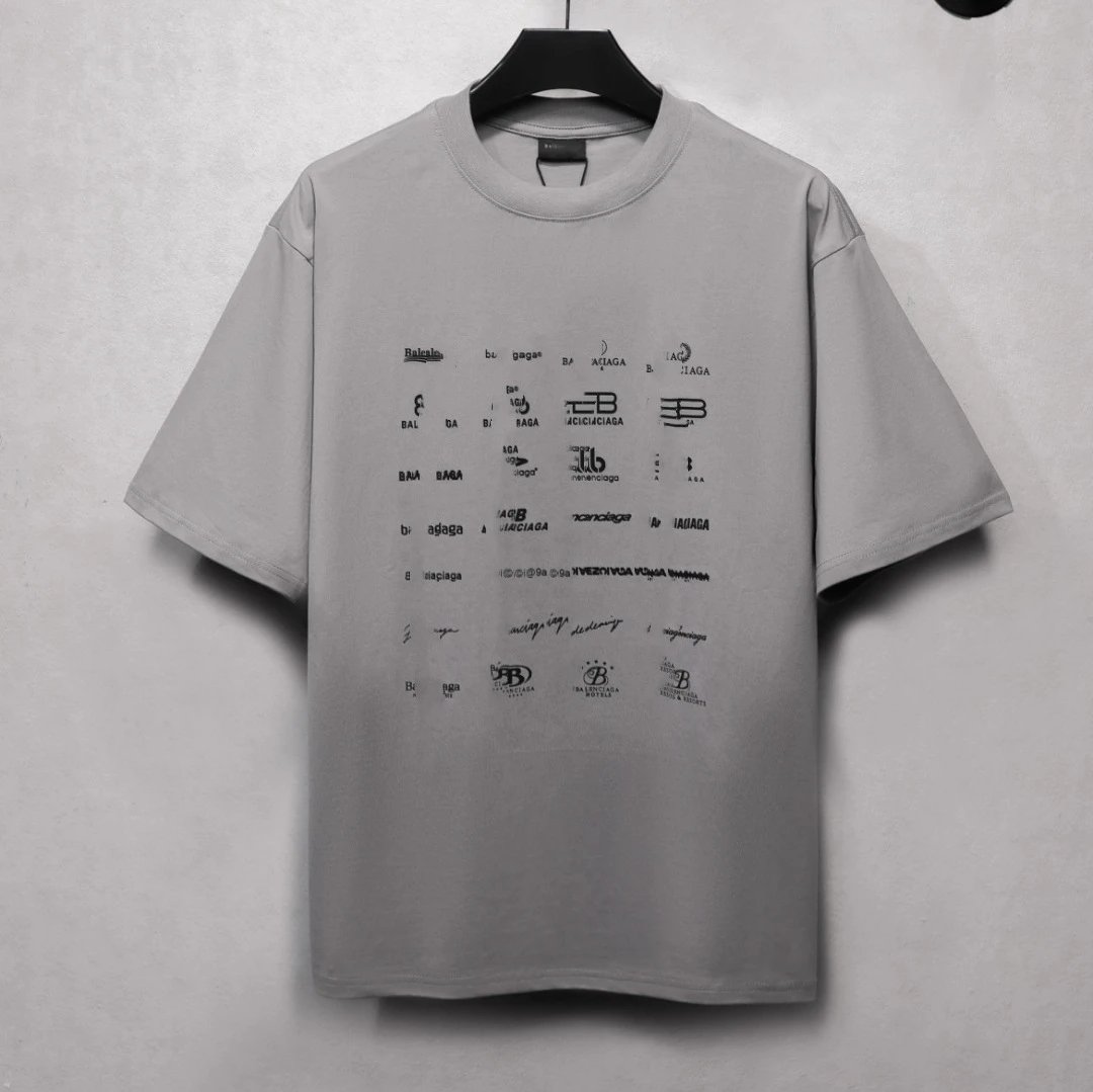 SS25 Unisex Oversized Multi-Logo Print T-Shirt Onyx Black - Gallery Image 4 - Detailed View