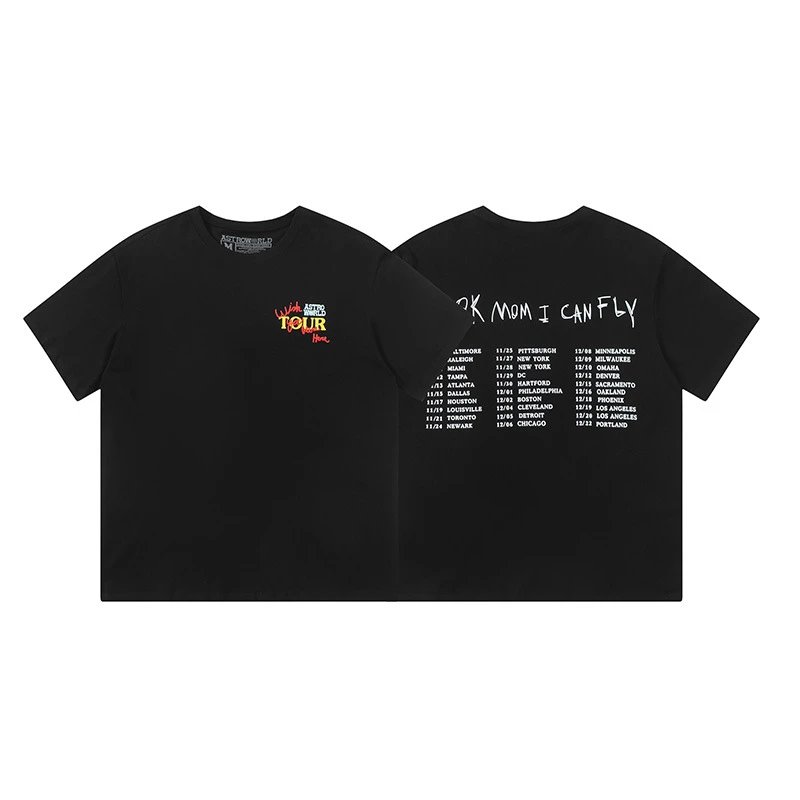 Streetwear Tour Graphic Cotton T-Shirt Jet Black - Gallery Image 1 - Detailed View