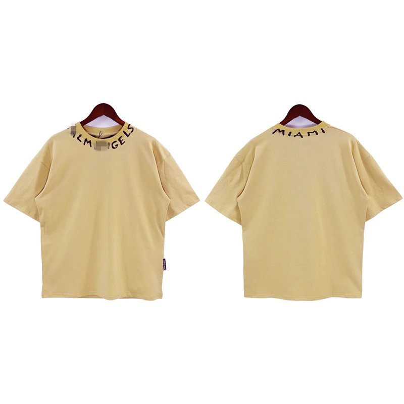 High Street Cotton Collar Print T-Shirt Sand Beige - Related Product - Cnfans
