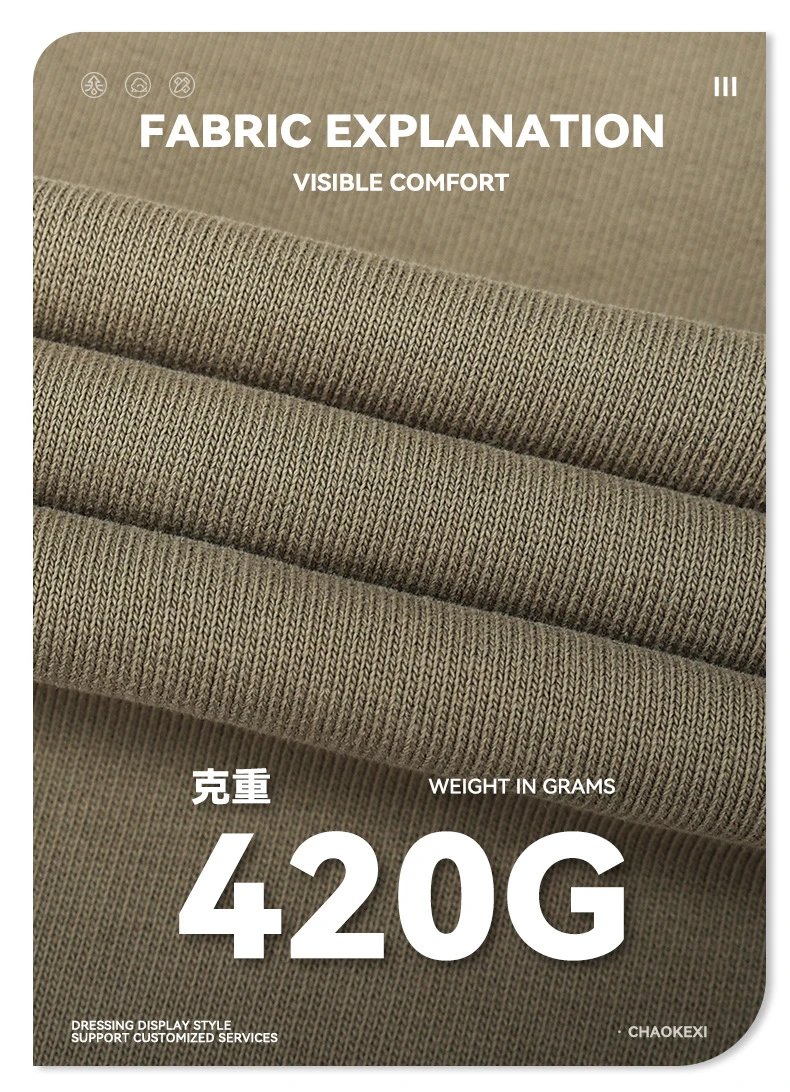 American High Street Cotton Zip Hoodie Retro Loose Men Taupe Khaki - Gallery Image 13 - Detailed View