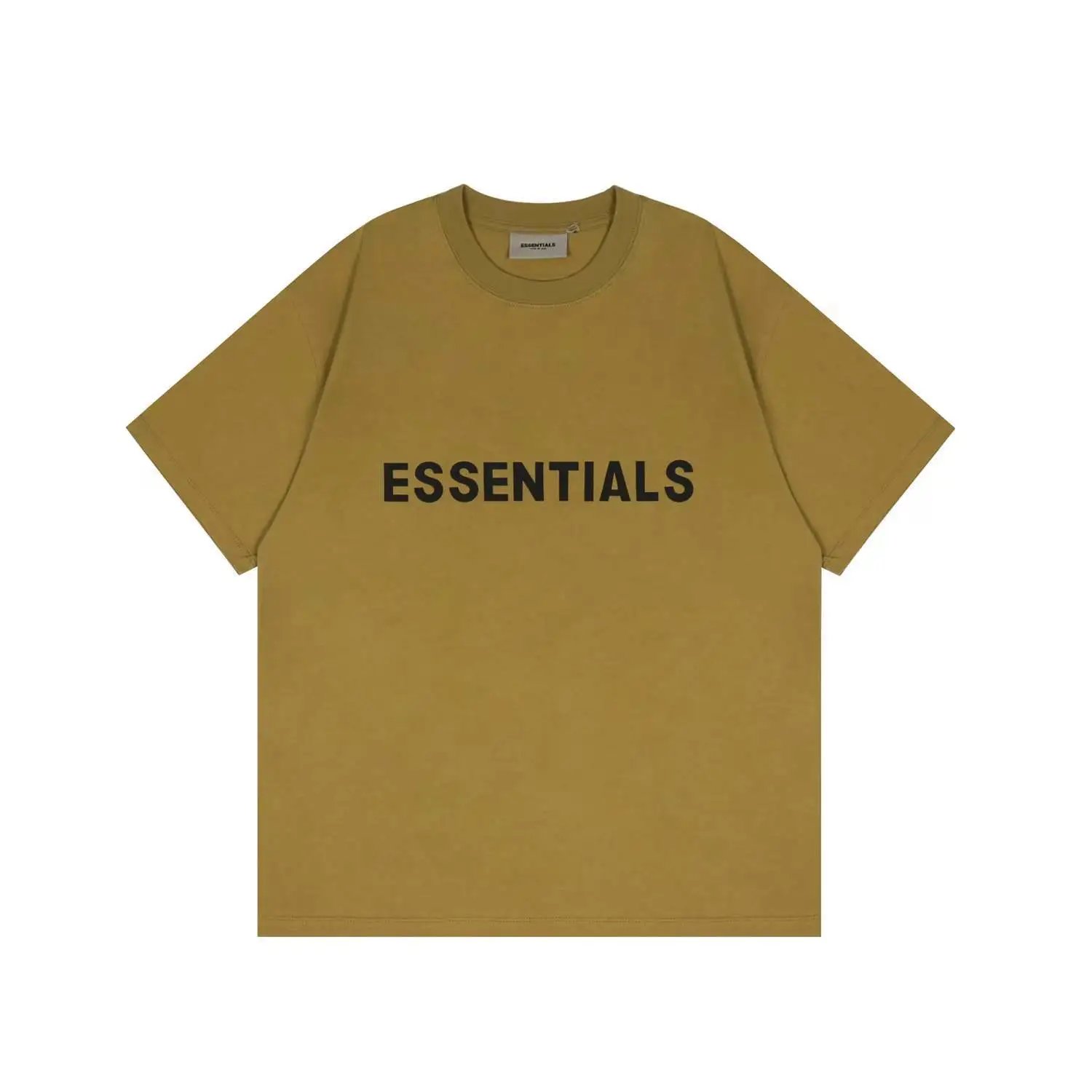 Streetwear Cotton Logo Tee Mustard Yellow - Essentials - Cnfans - $22.26
