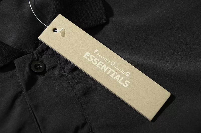 Streetwear Loose Polo Shirt Unisex Ebony Black - Gallery Image 6 - Detailed View