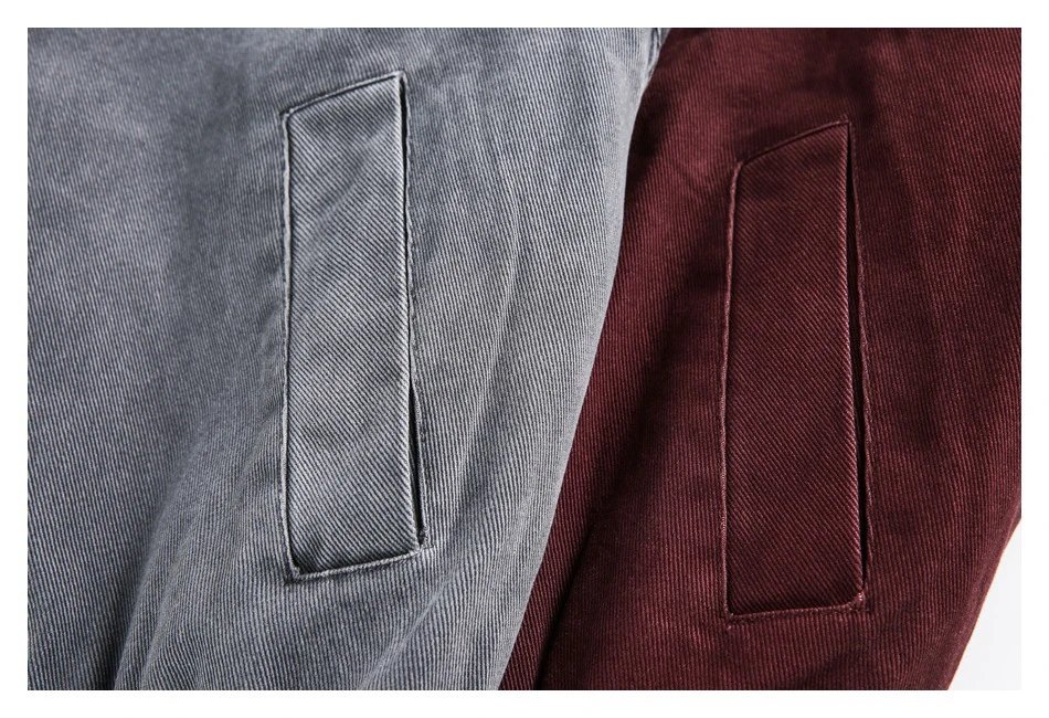 Unisex Retro Washed Loose Bomber Jacket Merlot - Gallery Image 13 - Detailed View