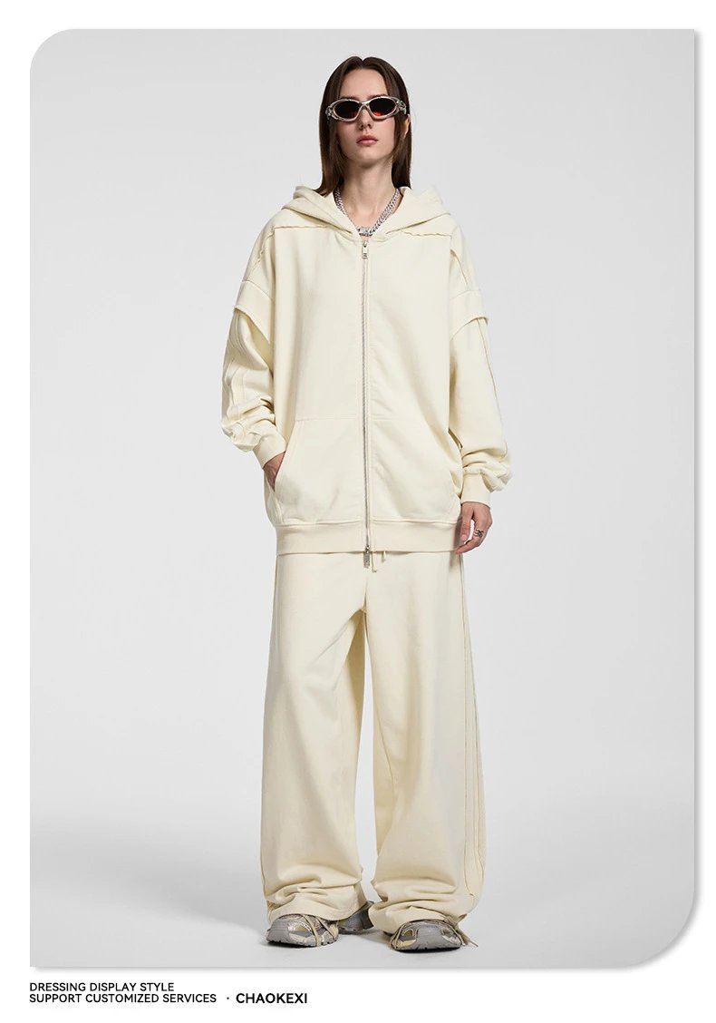 Oversized Hoodie Set Streetwear Heather Gray - Gallery Image 4 - Detailed View