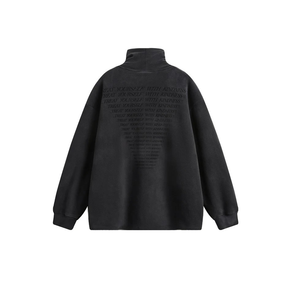 Loose Fit Unisex Winter Fleece Turtleneck Sweatshirt, Amethyst - Gallery Image 7 - Detailed View