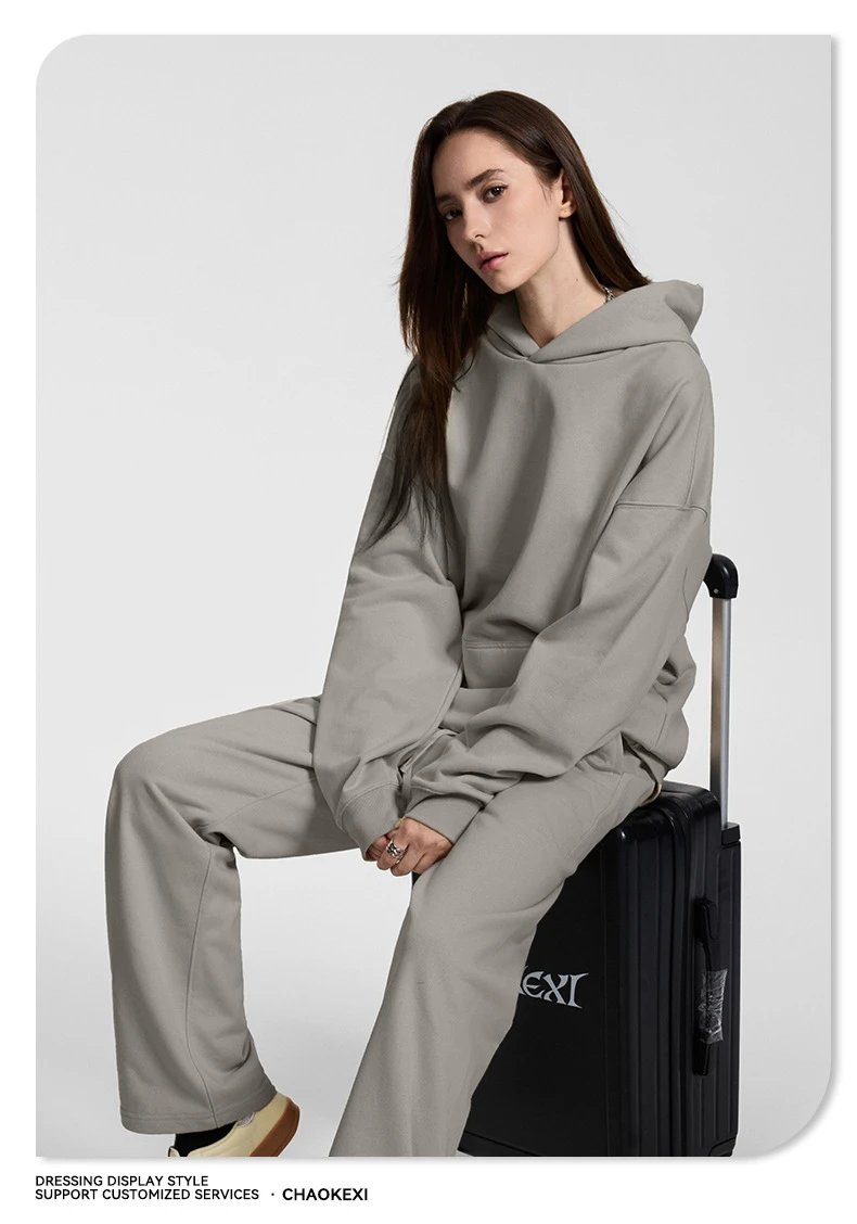 Casual Cotton Fall Hoodie Unisex Apricot - Gallery Image 6 - Detailed View