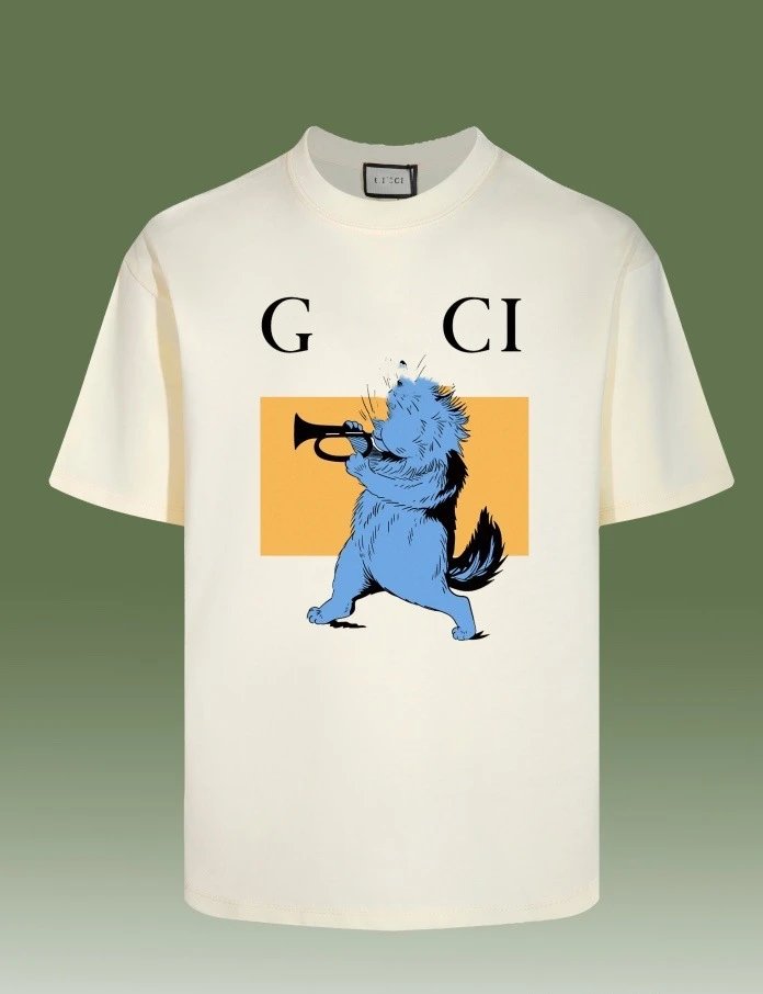 Unisex Cotton Graphic Tee Casual Top - Ivory - Gucci - Cnfans - $26.77