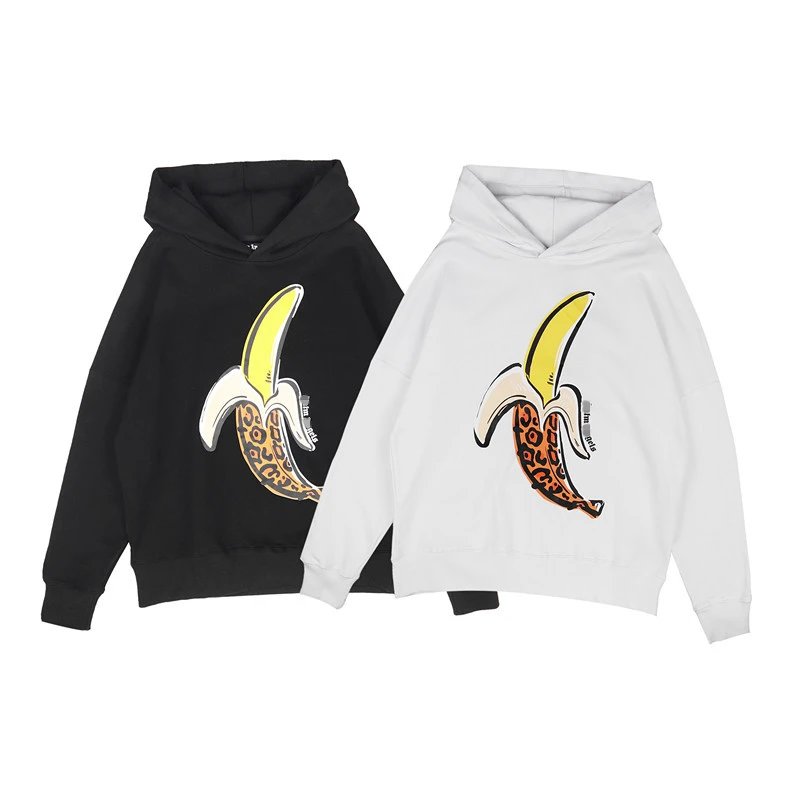 Street Banana Print Hoodie Unisex Pullover - Onyx - Gallery Image 6 - Detailed View