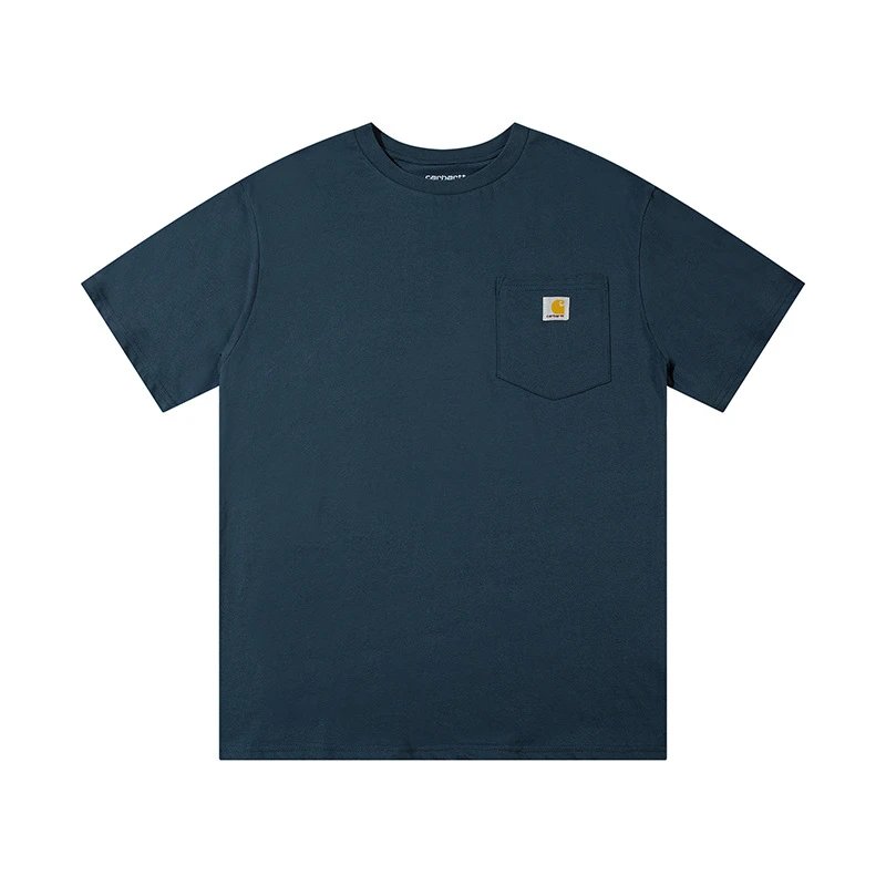 Casual Cotton Short Sleeve Tee Unisex Indigo - Carhartt - Cnfans - $18.06